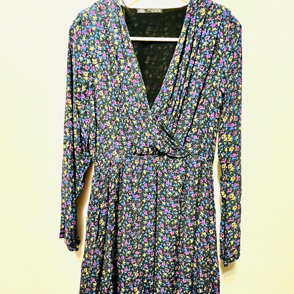 Zara Multicolor Floral Long Sleeve Dress